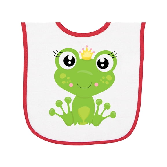 Inktastic Cute Frog, Green Frog, Frog Princess, Crown Baby Terry Cloth Bib