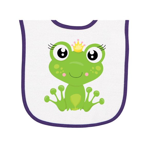 Inktastic Cute Frog, Green Frog, Frog Princess, Crown Baby Terry Cloth Bib