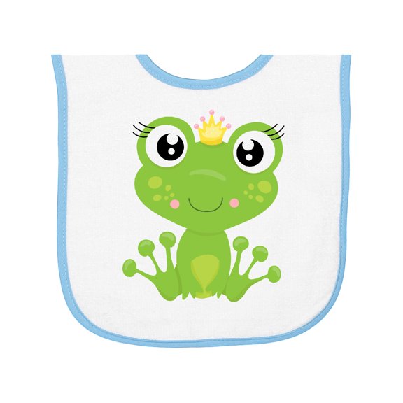 Inktastic Cute Frog, Green Frog, Frog Princess, Crown Baby Terry Cloth Bib