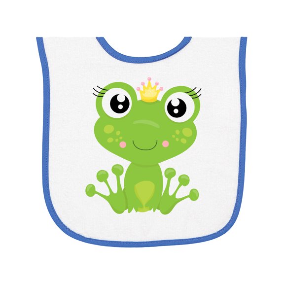 Inktastic Cute Frog, Green Frog, Frog Princess, Crown Baby Terry Cloth Bib