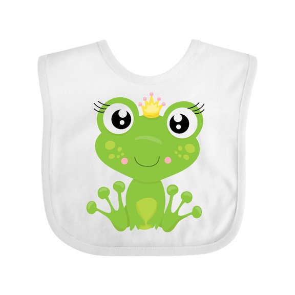 Inktastic Cute Frog, Green Frog, Frog Princess, Crown Girls Baby Bib