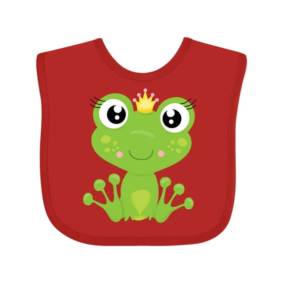Inktastic Cute Frog, Green Frog, Frog Princess, Crown Girls Baby Bib