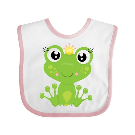 Inktastic Cute Frog, Green Frog, Frog Princess, Crown Girls Baby Bib