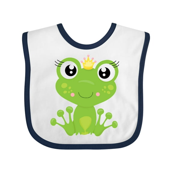 Inktastic Cute Frog, Green Frog, Frog Princess, Crown Girls Baby Bib