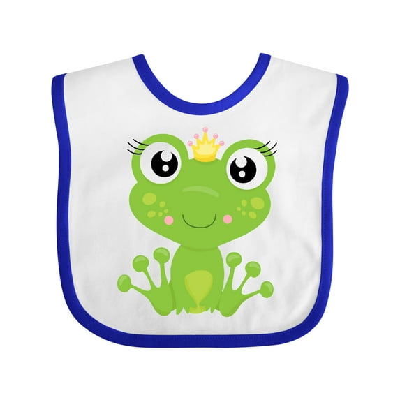Inktastic Cute Frog, Green Frog, Frog Princess, Crown Girls Baby Bib
