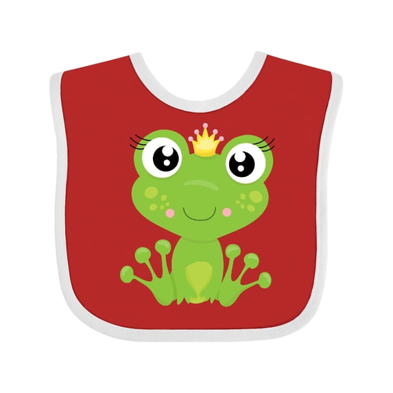 Inktastic Cute Frog, Green Frog, Frog Princess, Crown Girls Baby Bib