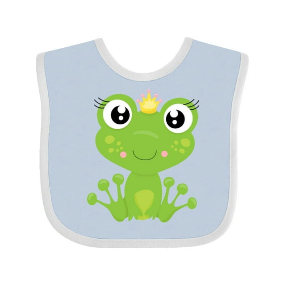 Inktastic Cute Frog, Green Frog, Frog Princess, Crown Girls Baby Bib