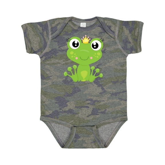 Inktastic Cute Frog, Green Frog, Frog Princess, Crown Girls Baby Bodysuit