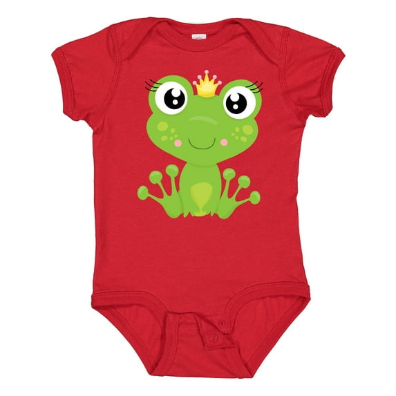 Inktastic Cute Frog, Green Frog, Frog Princess, Crown Girls Baby Bodysuit