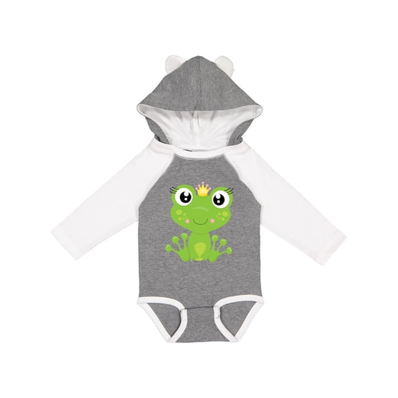 Inktastic Cute Frog, Green Frog, Frog Princess, Crown Girls Long Sleeve Baby Bodysuit