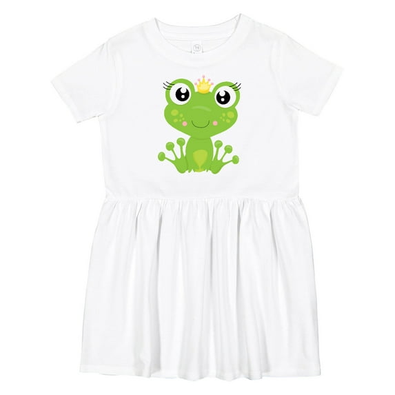 Inktastic Cute Frog, Green Frog, Frog Princess, Crown Girls Toddler Dress