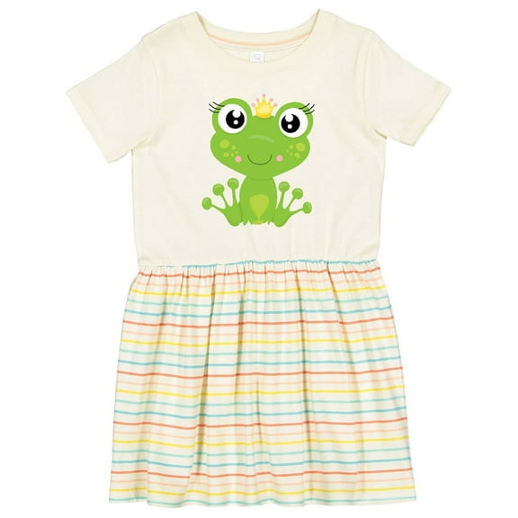 Inktastic Cute Frog, Green Frog, Frog Princess, Crown Girls Toddler Dress