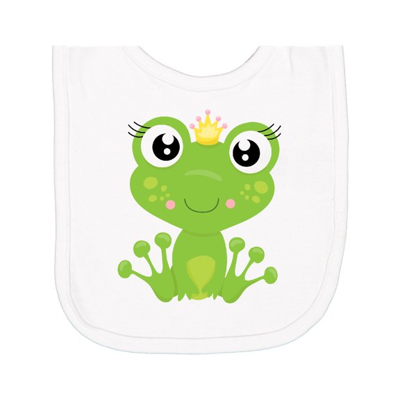 Inktastic Cute Frog, Green Frog, Frog Princess, Crown Newborn Bib