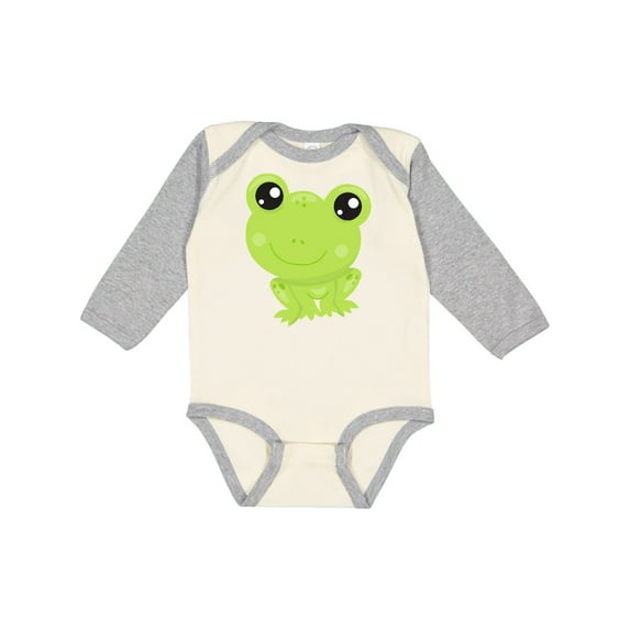 Inktastic Cute Frog, Little Frog, Baby Frog, Green Frog Boys or Girls Long Sleeve Baby Bodysuit