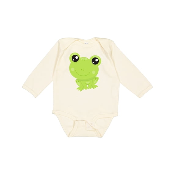 Inktastic Cute Frog, Little Frog, Baby Frog, Green Frog Boys or Girls Long Sleeve Baby Bodysuit