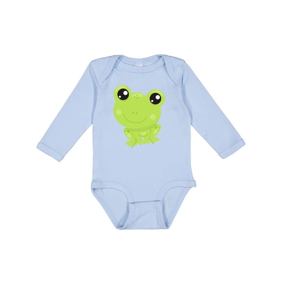 Inktastic Cute Frog, Little Frog, Baby Frog, Green Frog Boys or Girls Long Sleeve Baby Bodysuit