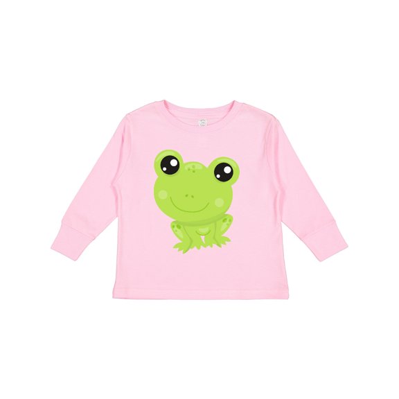 Inktastic Cute Frog, Little Frog, Baby Frog, Green Frog Boys or Girls Long Sleeve Toddler T-Shirt