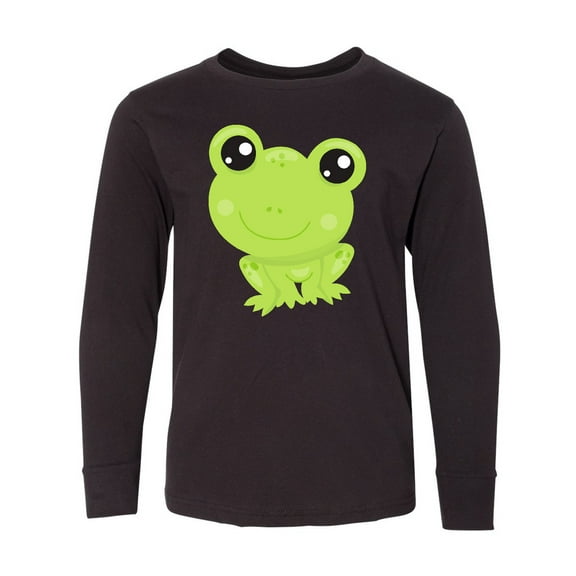 Inktastic Cute Frog, Little Frog, Baby Frog, Green Frog Long Sleeve Youth T-Shirt