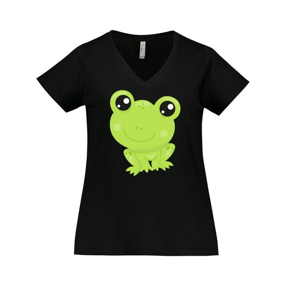 Inktastic Cute Frog, Little Frog, Baby Frog, Green Frog Women's Plus Size V-Neck T-Shirt