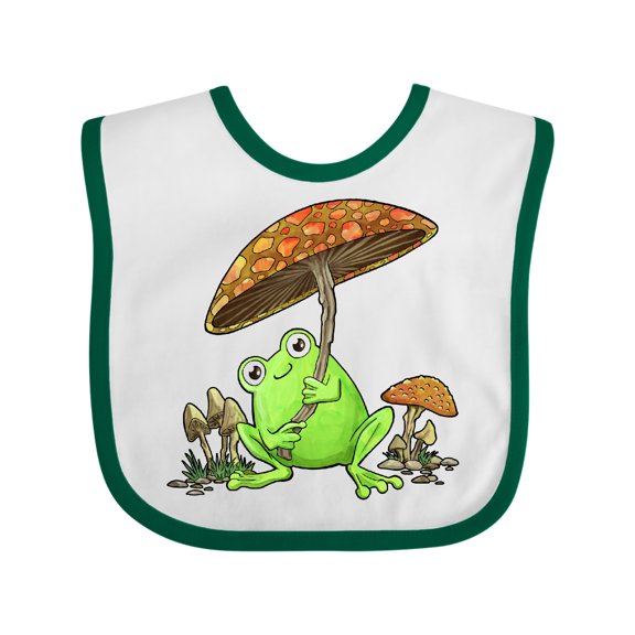 Inktastic Cute Frog and Mushroom Umbrella Boys or Girls Baby Bib