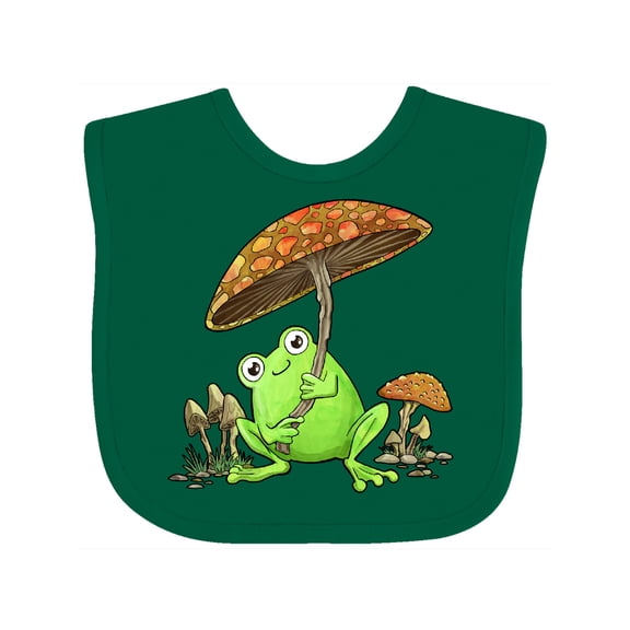Inktastic Cute Frog and Mushroom Umbrella Boys or Girls Baby Bib