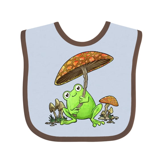 Inktastic Cute Frog and Mushroom Umbrella Boys or Girls Baby Bib