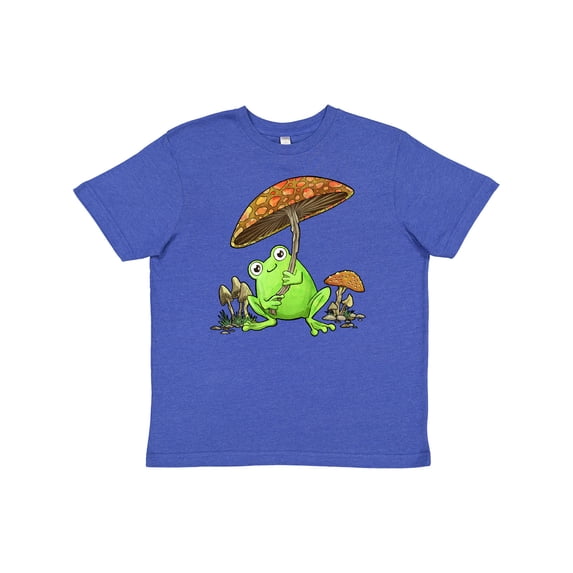 Inktastic Cute Frog and Mushroom Umbrella Youth T-Shirt