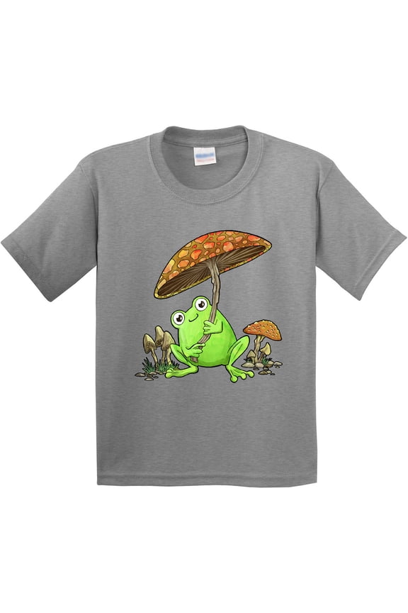 Cute Frog and Mushroom Umbrella Youth T-Shirt