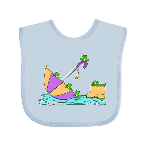 Inktastic Cute Frogs in a Umbrella with Boots Boys or Girls Baby Bib