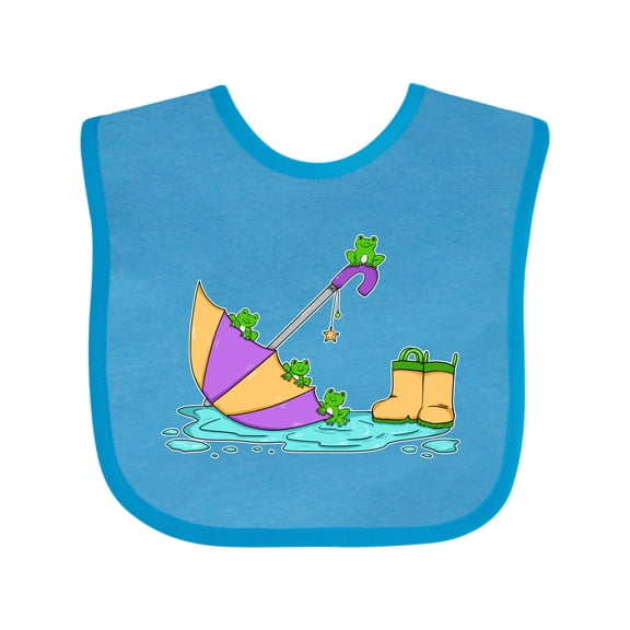 Inktastic Cute Frogs in a Umbrella with Boots Boys or Girls Baby Bib