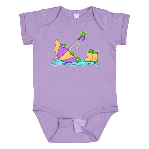 Inktastic Cute Frogs in a Umbrella with Boots Boys or Girls Baby Bodysuit