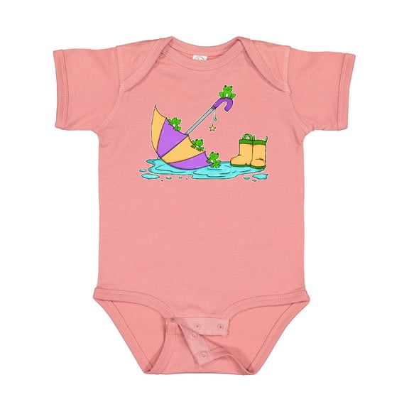 Inktastic Cute Frogs in a Umbrella with Boots Boys or Girls Baby Bodysuit