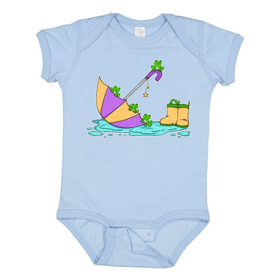 Inktastic Cute Frogs in a Umbrella with Boots Boys or Girls Baby Bodysuit