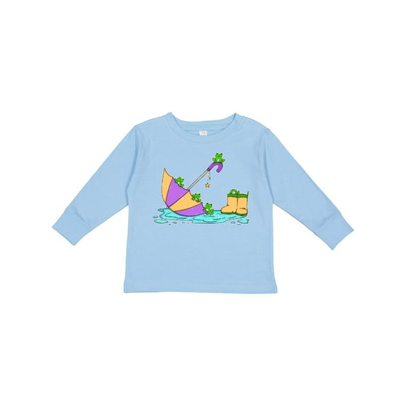 Inktastic Cute Frogs in a Umbrella with Boots Boys or Girls Long Sleeve Toddler T-Shirt