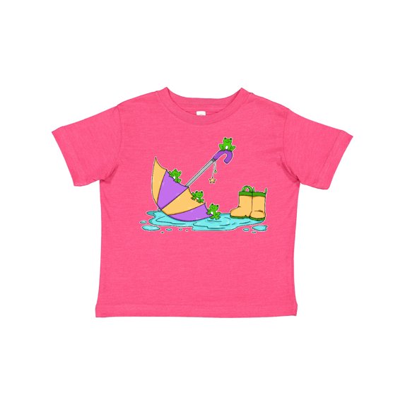 Inktastic Cute Frogs in a Umbrella with Boots Boys or Girls Toddler T-Shirt