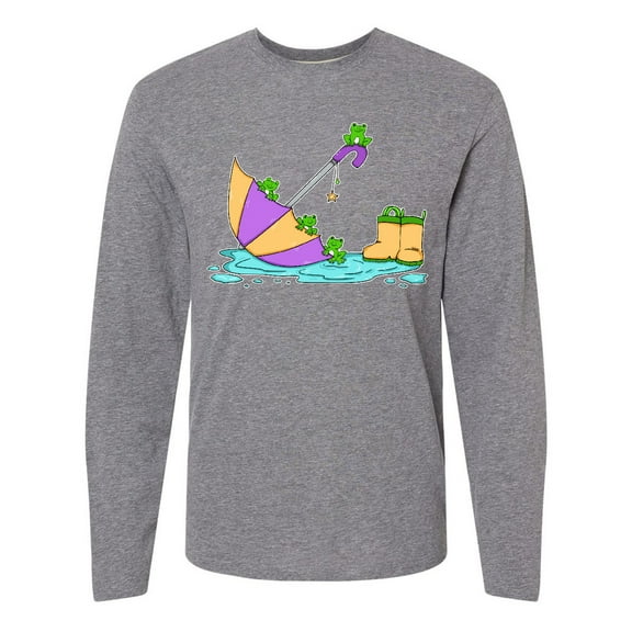 Inktastic Cute Frogs in a Umbrella with Boots Long Sleeve T-Shirt