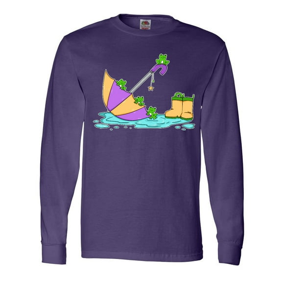 Inktastic Cute Frogs in a Umbrella with Boots Long Sleeve T-Shirt
