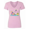thumbnail image 1 of Inktastic Cute Frogs in a Umbrella with Boots Women's V-Neck T-Shirt, 1 of 5