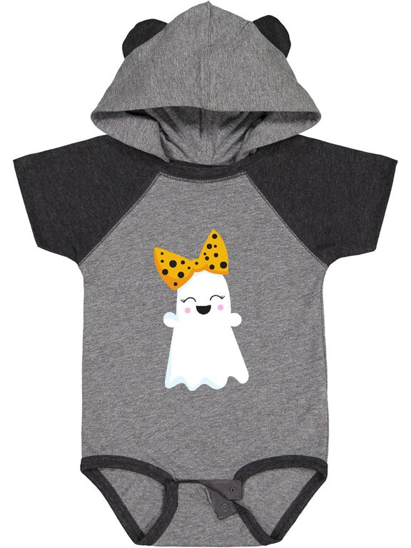 Cute Ghost, Little Ghost, Ribbon, Halloween Girls Baby Bodysuit