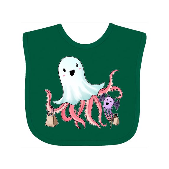 Inktastic Cute Ghost Octopus Trick or Treating with Bat Boys or Girls Baby Bib