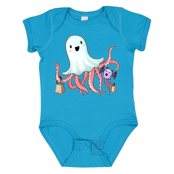 Inktastic Cute Ghost Octopus Trick or Treating with Bat Boys or Girls Baby Bodysuit