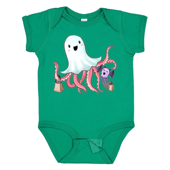 Inktastic Cute Ghost Octopus Trick or Treating with Bat Boys or Girls Baby Bodysuit
