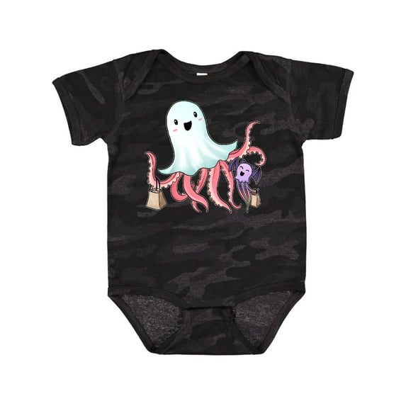 Inktastic Cute Ghost Octopus Trick or Treating with Bat Boys or Girls Baby Bodysuit