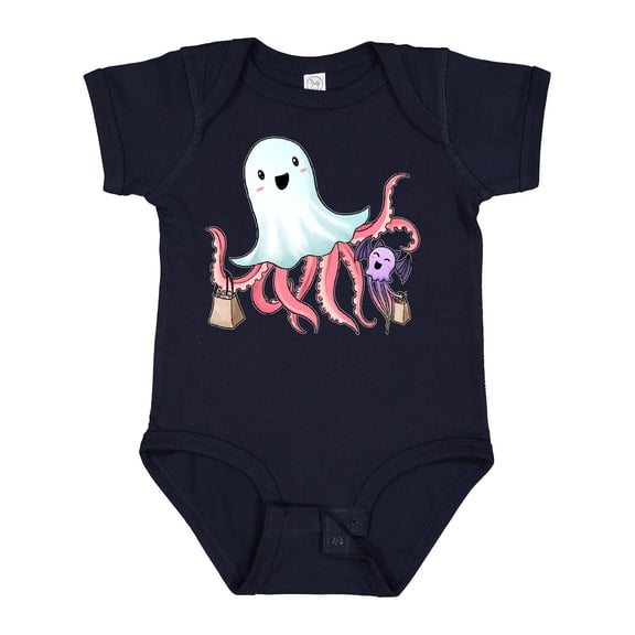 Inktastic Cute Ghost Octopus Trick or Treating with Bat Boys or Girls Baby Bodysuit