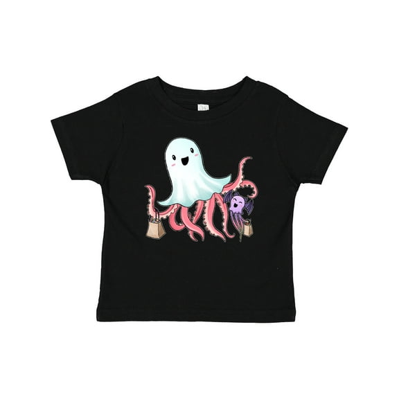 Inktastic Cute Ghost Octopus Trick or Treating with Bat Boys or Girls Baby T-Shirt