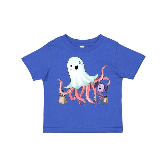 Inktastic Cute Ghost Octopus Trick or Treating with Bat Boys or Girls Toddler T-Shirt