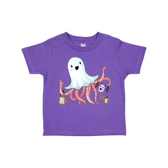 Inktastic Cute Ghost Octopus Trick or Treating with Bat Boys or Girls Toddler T-Shirt