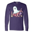 thumbnail image 1 of Inktastic Cute Ghost Octopus Trick or Treating with Bat Long Sleeve T-Shirt, 1 of 5