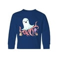 thumbnail image 1 of Inktastic Cute Ghost Octopus Trick or Treating with Bat Long Sleeve Youth T-Shirt, 1 of 5