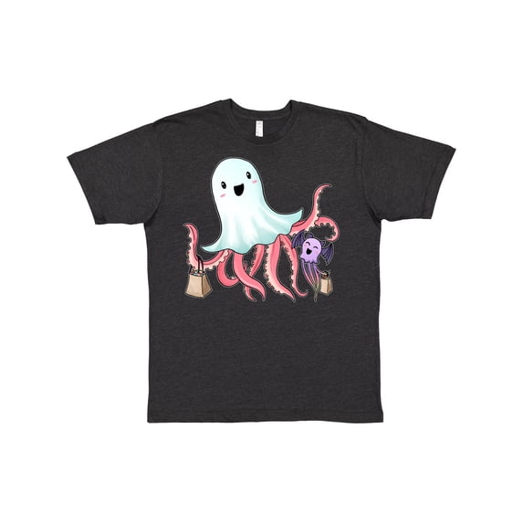 Inktastic Cute Ghost Octopus Trick or Treating with Bat T-Shirt